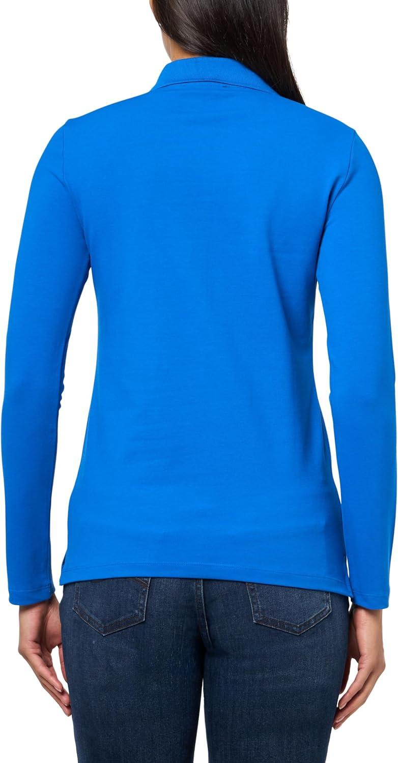 imageNautica Womens Long Sleeve Solid Collared Polo ShirtCerulean