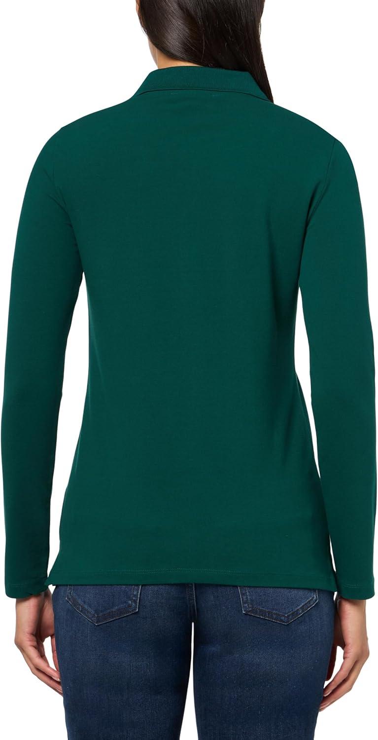 imageNautica Womens Long Sleeve Solid Collared Polo ShirtForest