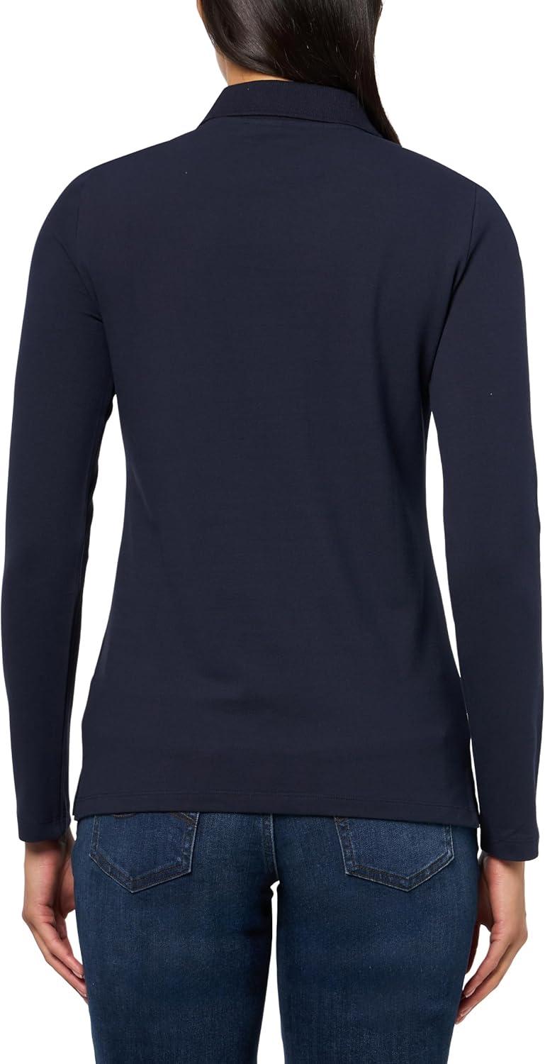 imageNautica Womens Long Sleeve Solid Collared Polo ShirtNight Sky