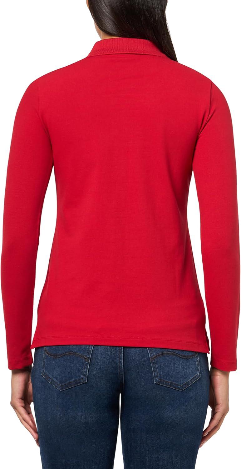 imageNautica Womens Long Sleeve Solid Collared Polo ShirtSamba