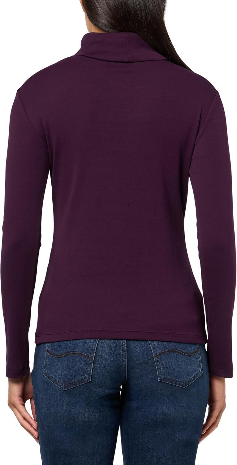 imageNautica Womens Long Sleeve Solid Turtleneck ShirtAubergine