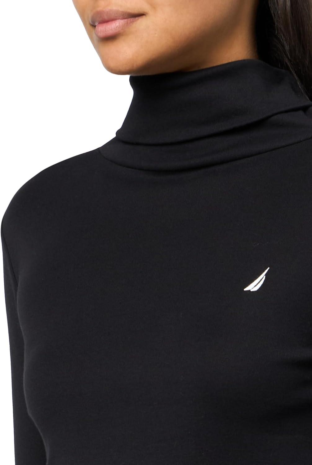 imageNautica Womens Long Sleeve Solid Turtleneck ShirtBlack