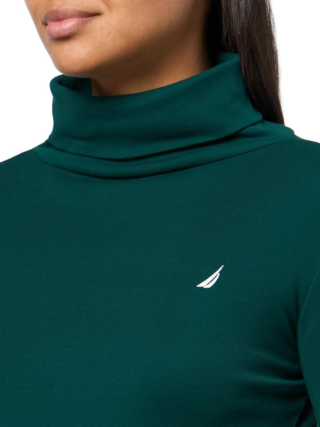 imageNautica Womens Long Sleeve Solid Turtleneck ShirtForest
