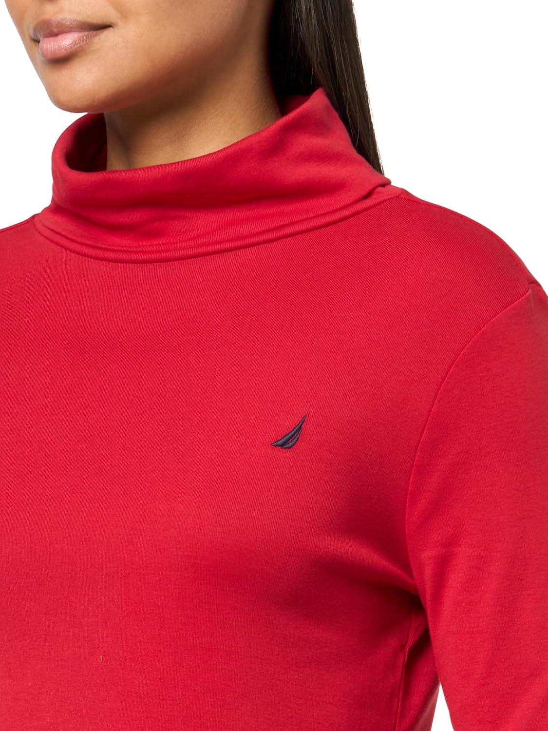imageNautica Womens Long Sleeve Solid Turtleneck ShirtSamba