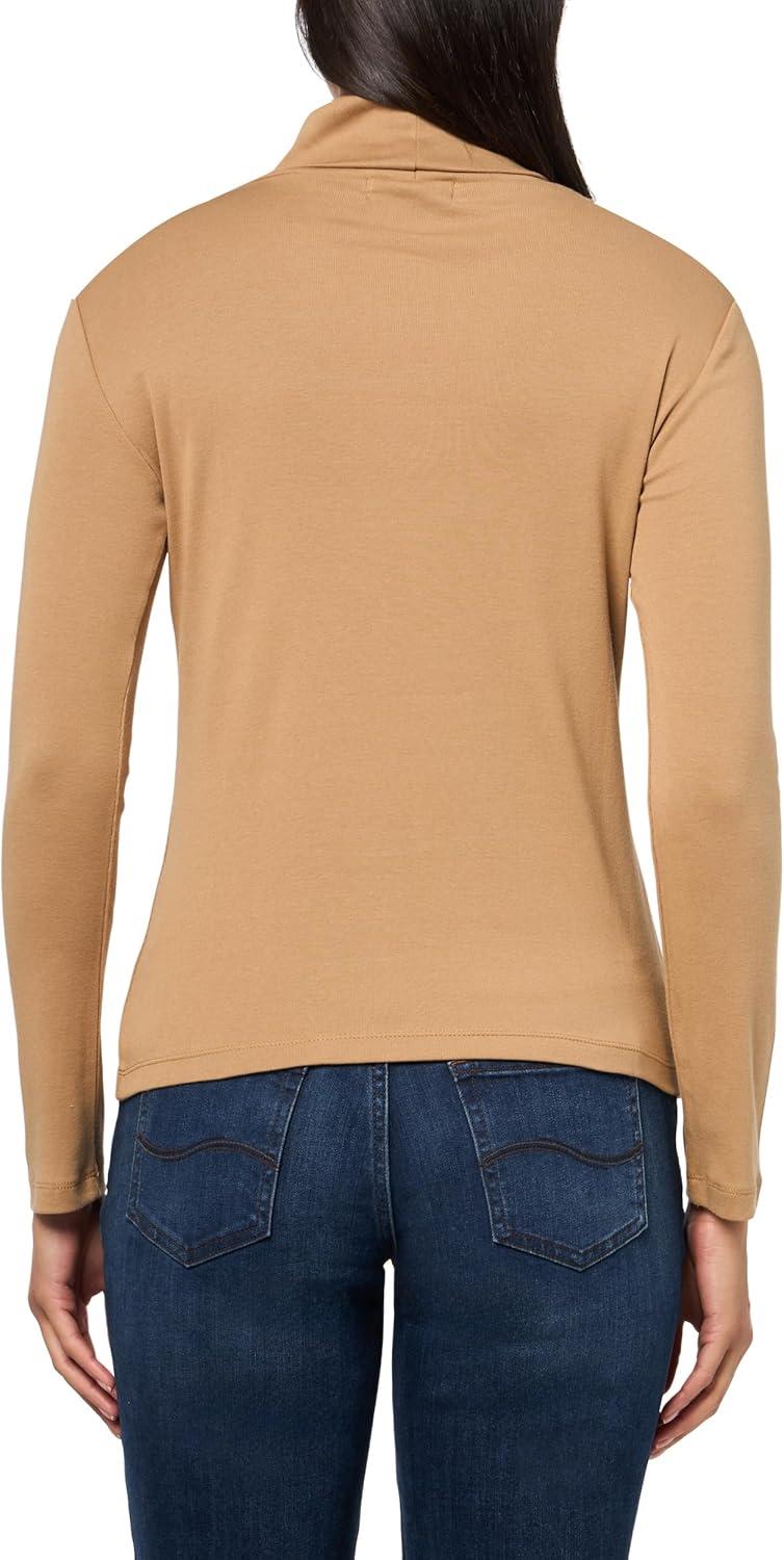 imageNautica Womens Long Sleeve Solid Turtleneck ShirtTigers Eye
