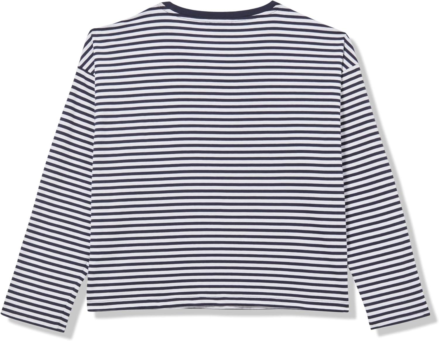 imageNautica Womens Long Sleeve Striped Cotton TopNight SkyBright White
