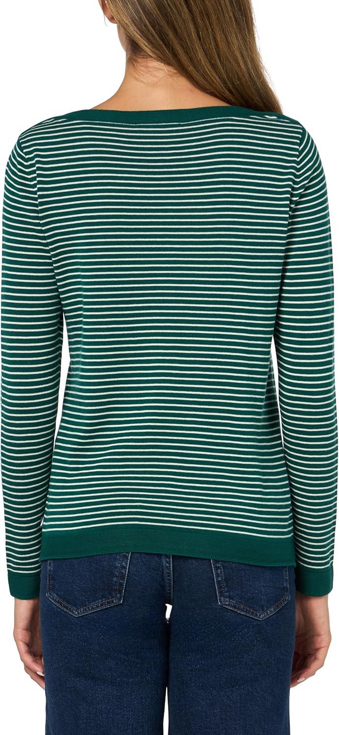 imageNautica Womens Mariner Stripe Pullover Boatneck Long SleeveForest Multi