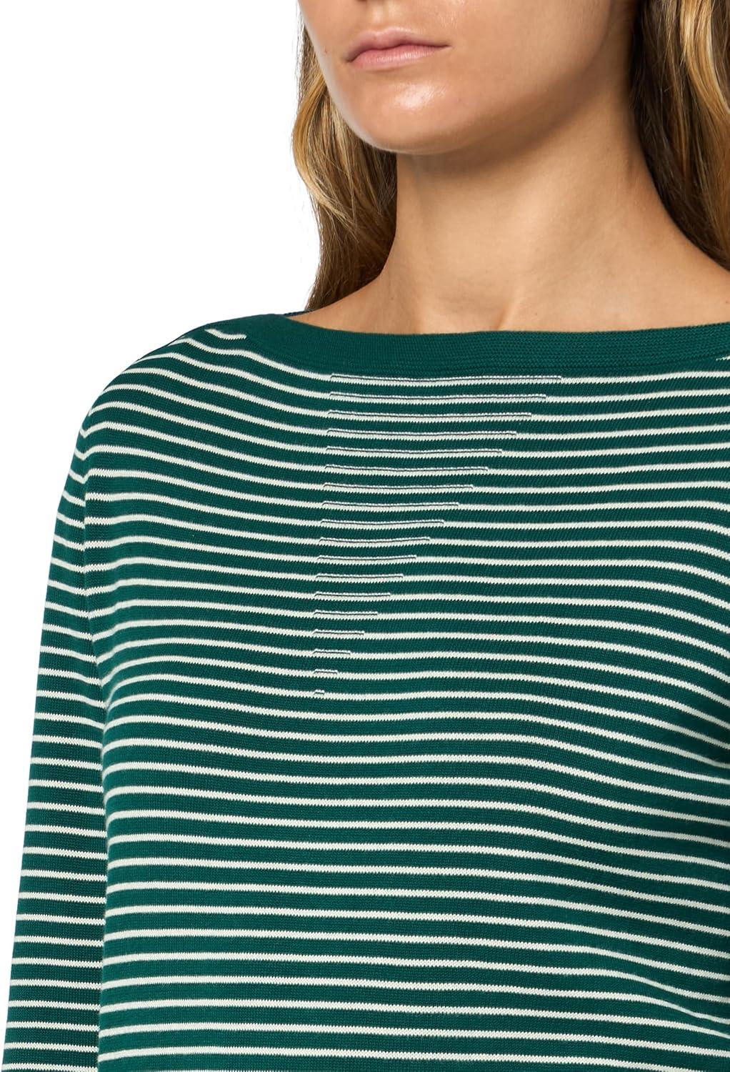 imageNautica Womens Mariner Stripe Pullover Boatneck Long SleeveForest Multi