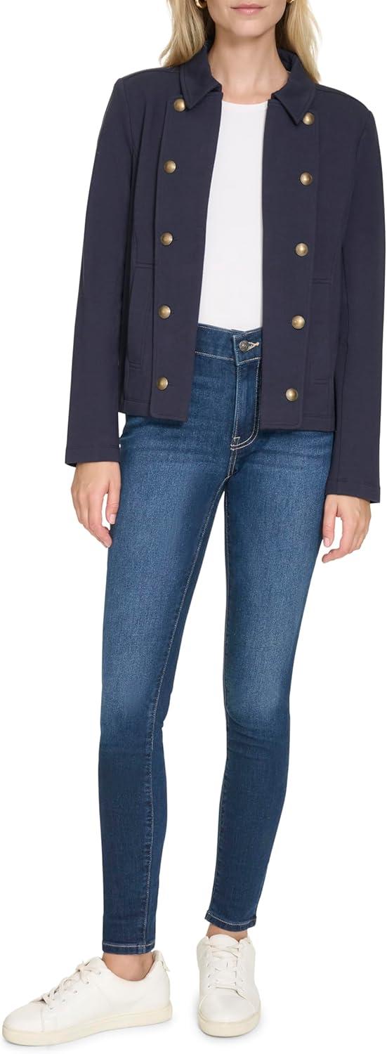 imageNautica Womens Open Front Knit Captains Jacket JacketNight Sky
