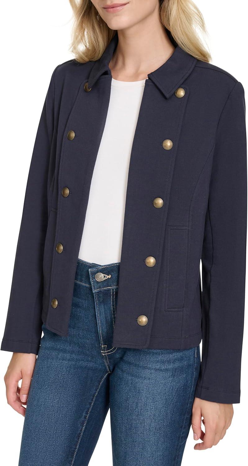 imageNautica Womens Open Front Knit Captains Jacket JacketNight Sky