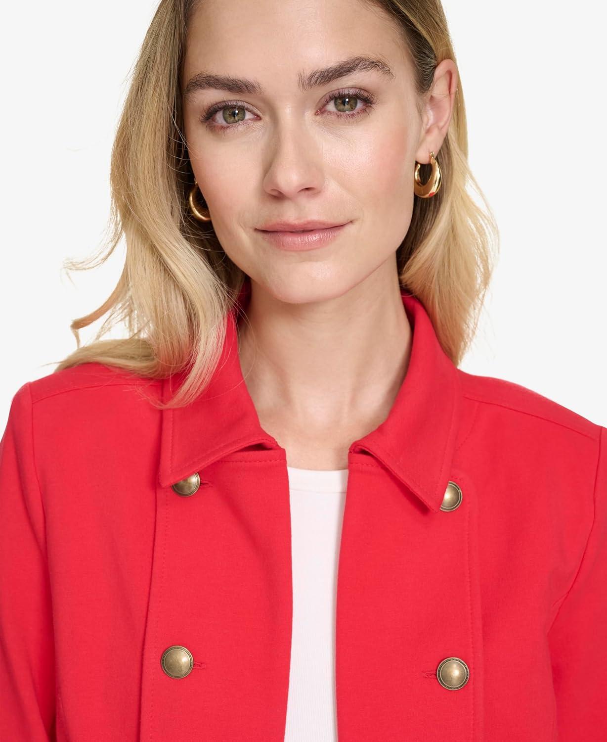 imageNautica Womens Open Front Knit Captains Jacket JacketRegatta Red