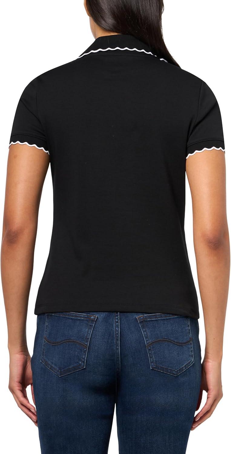 imageNautica Womens Polo Scalloped Short Sleeve Scalloped PoloBlack