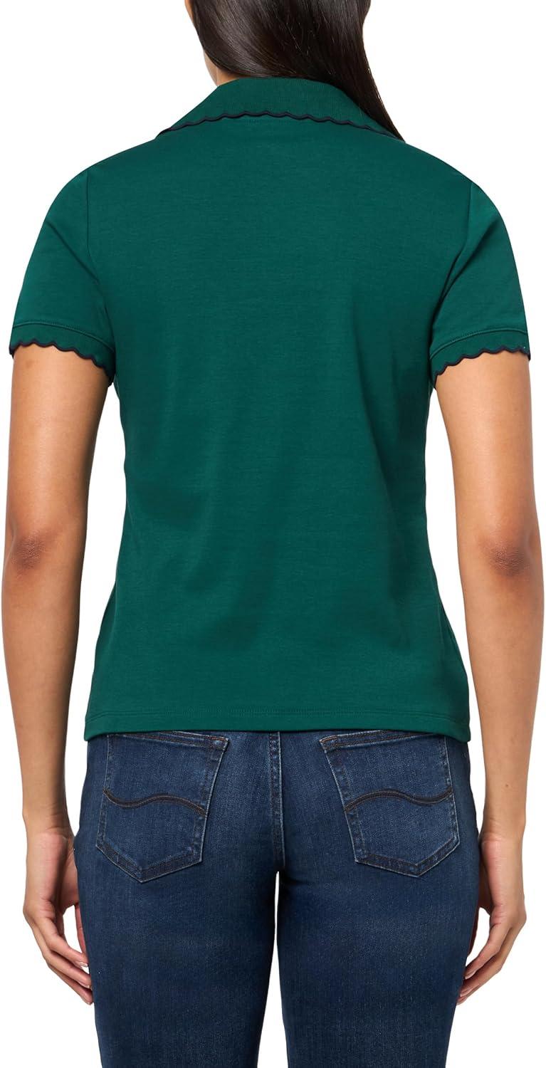 imageNautica Womens Polo Scalloped Short Sleeve Scalloped PoloForest