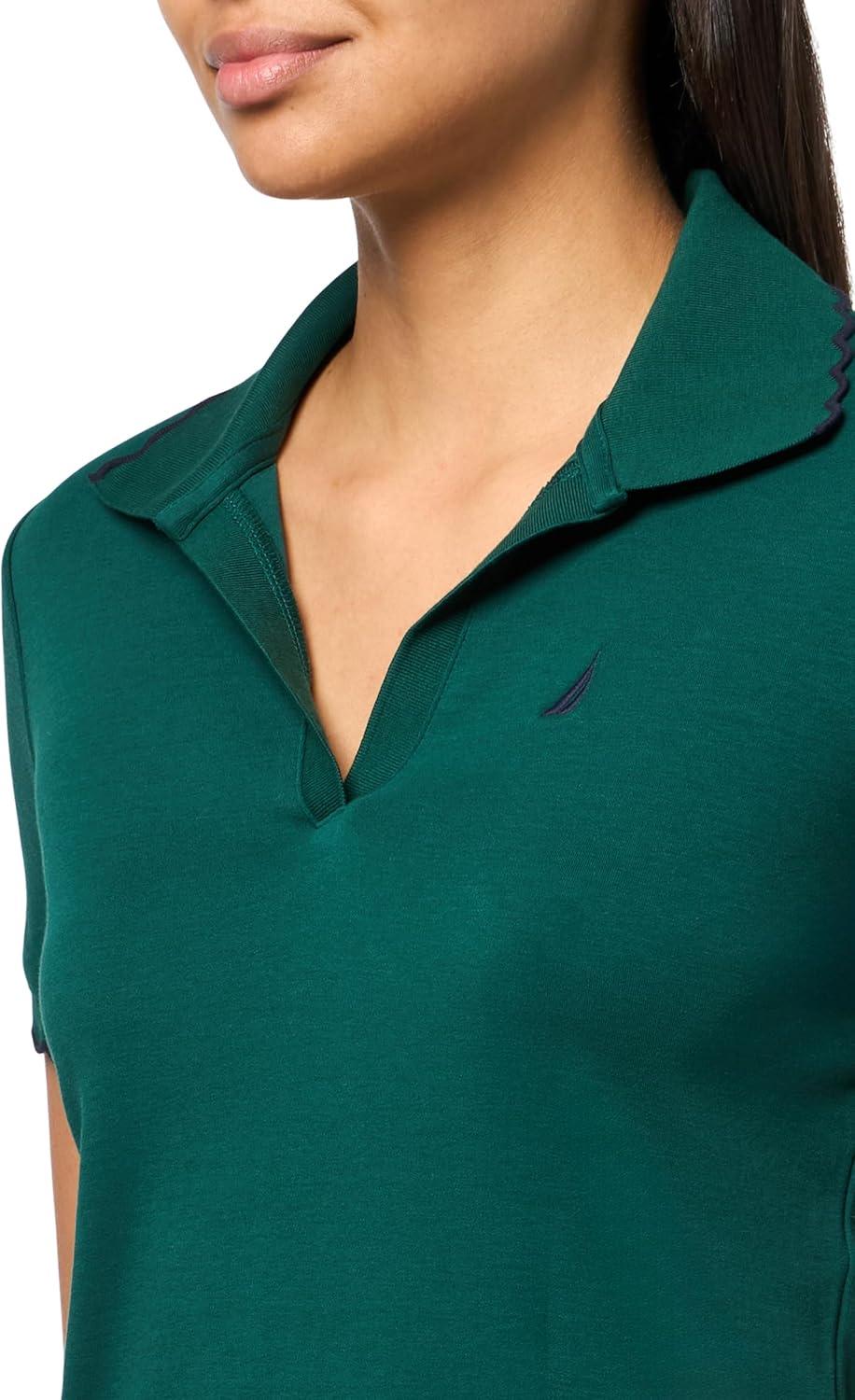 imageNautica Womens Polo Scalloped Short Sleeve Scalloped PoloForest