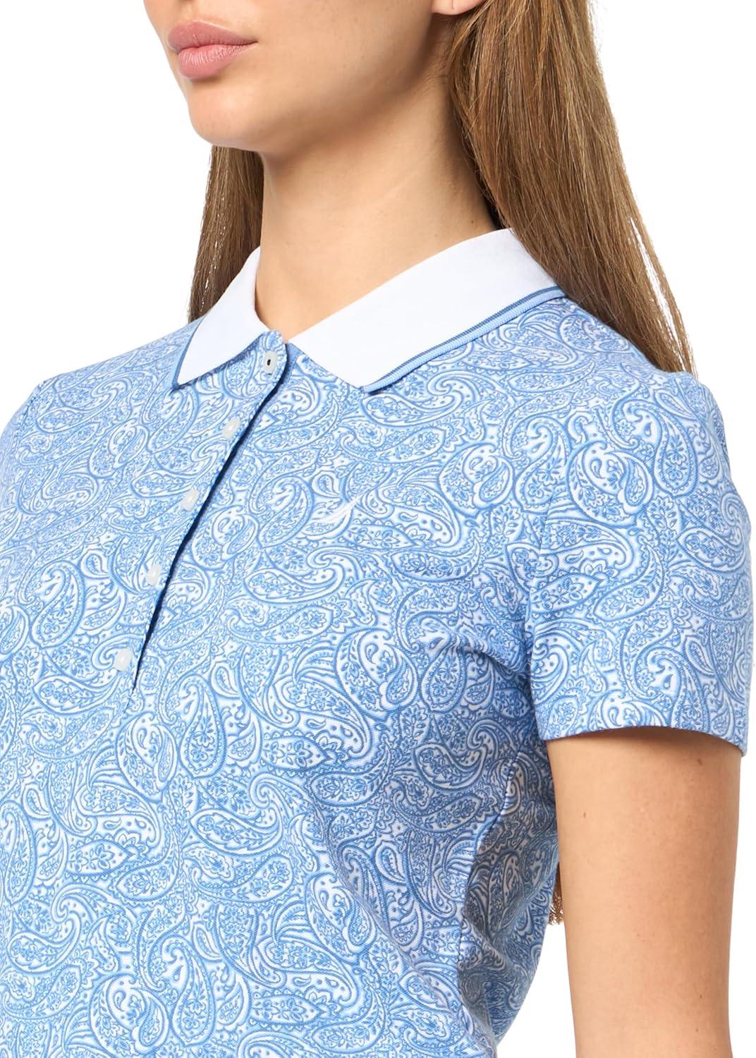 imageNautica Womens Polo Short Sleeve Button Placket PoloBlue Haze Multi