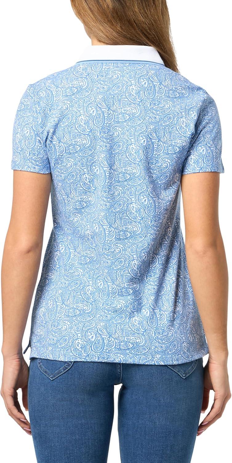 imageNautica Womens Polo Short Sleeve Button Placket PoloBlue Haze Multi