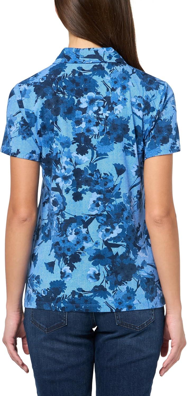 imageNautica Womens Polo Short Sleeve Button Placket PoloBlue Multi