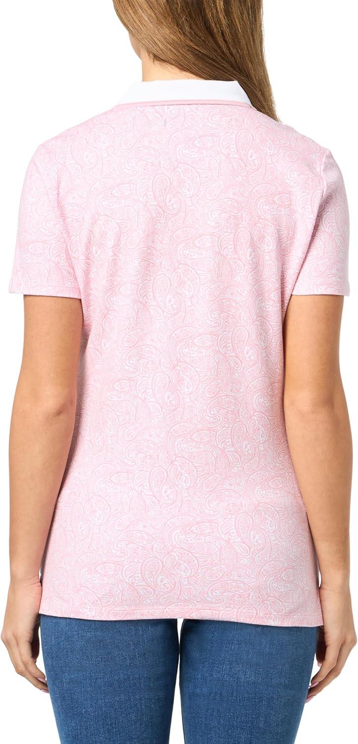 imageNautica Womens Polo Short Sleeve Button Placket PoloBridal Rose Multi
