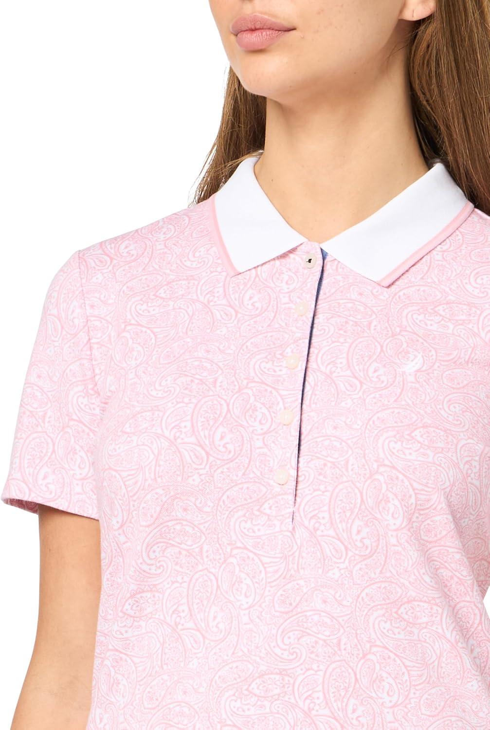 imageNautica Womens Polo Short Sleeve Button Placket PoloBridal Rose Multi