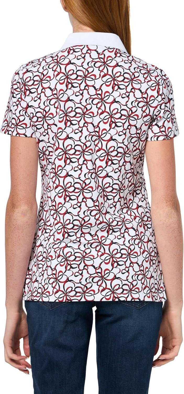 imageNautica Womens Polo Short Sleeve Button Placket PoloBright White Multi