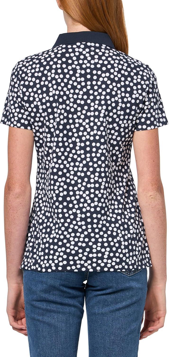 imageNautica Womens Polo Short Sleeve Button Placket PoloNight SkyBright White