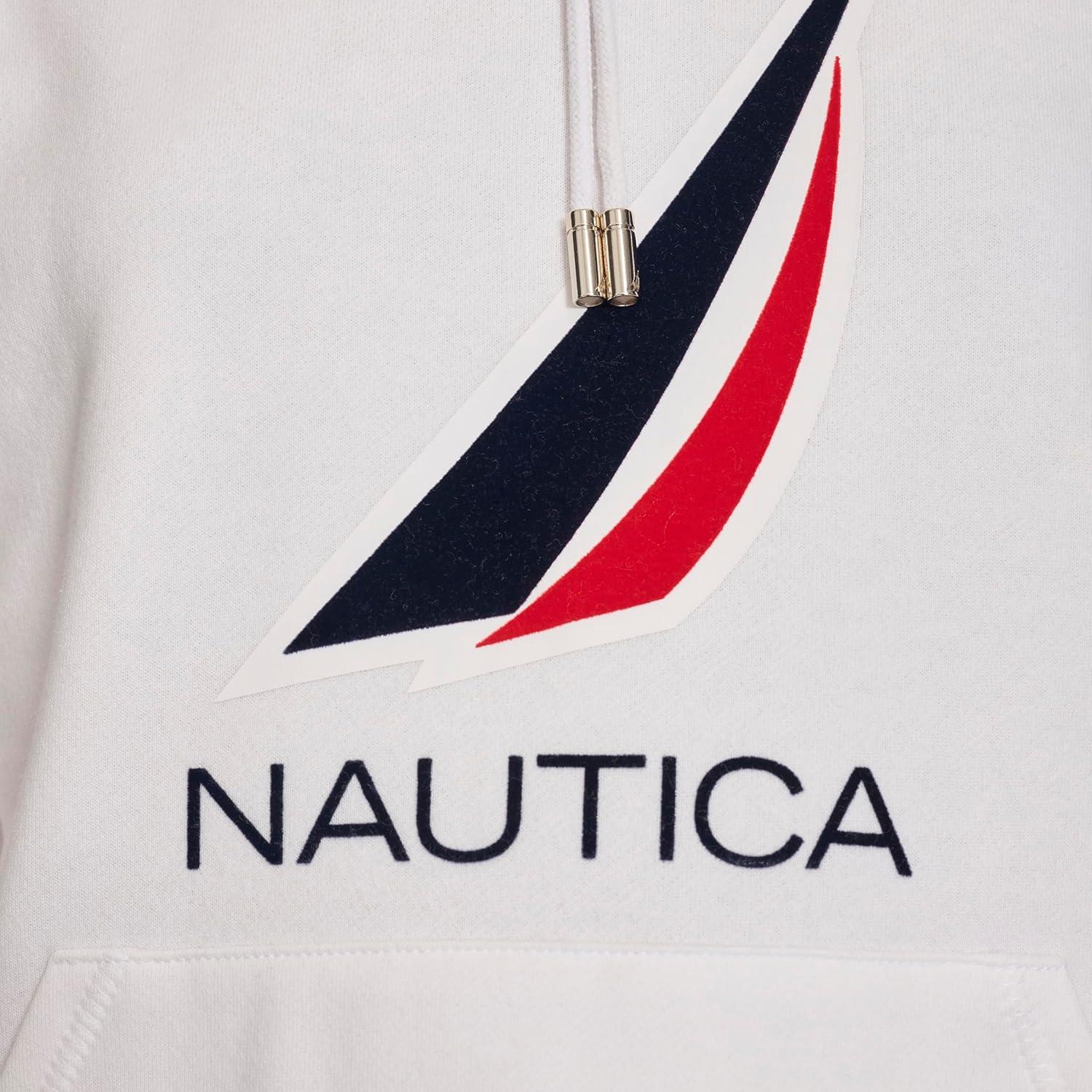 imageNautica Womens Pullover Logo Hoodie SweatshirtBright White