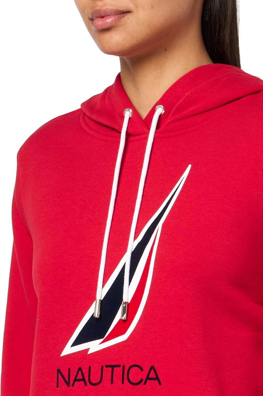 imageNautica Womens Pullover Logo Hoodie SweatshirtHaute Red