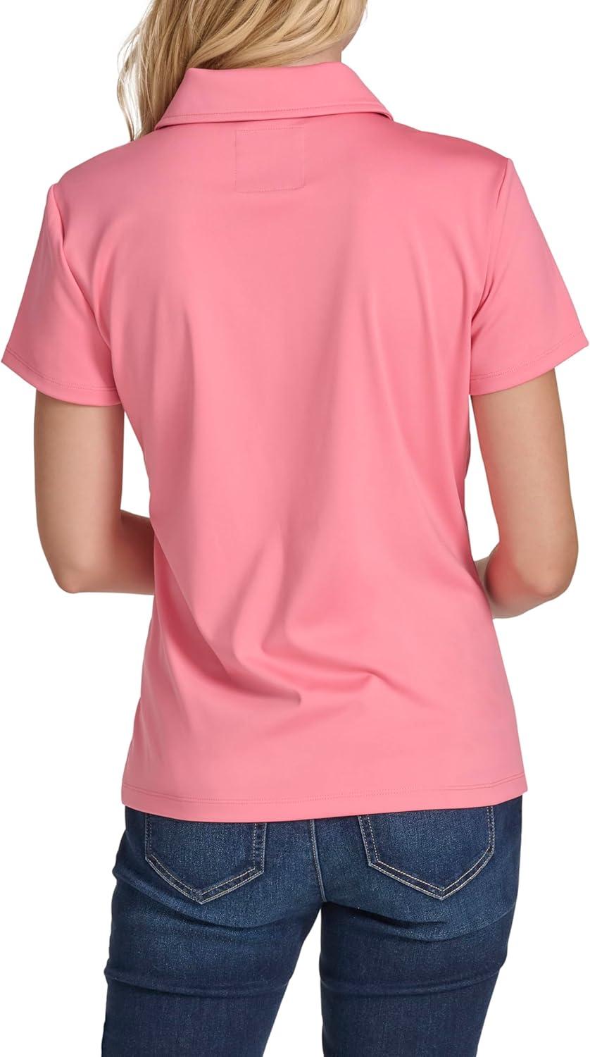imageNautica Womens Short Sleeve Collared Cotton Interlock Soft Touch PoloConfetti