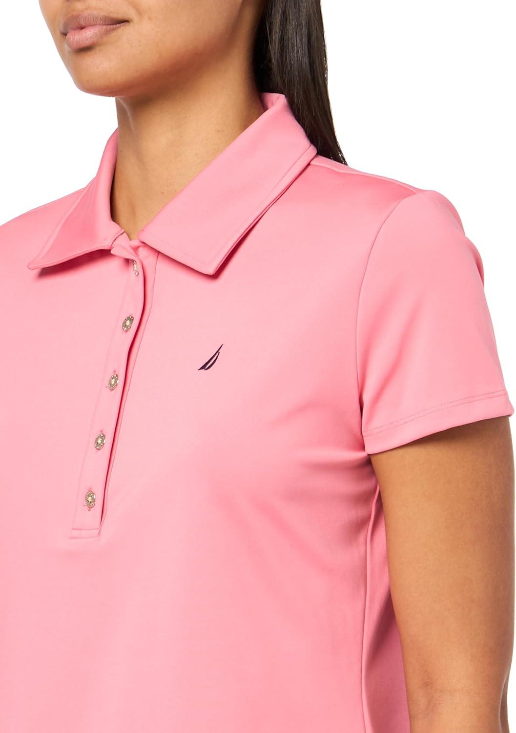 imageNautica Womens Short Sleeve Collared Cotton Interlock Soft Touch PoloConfetti