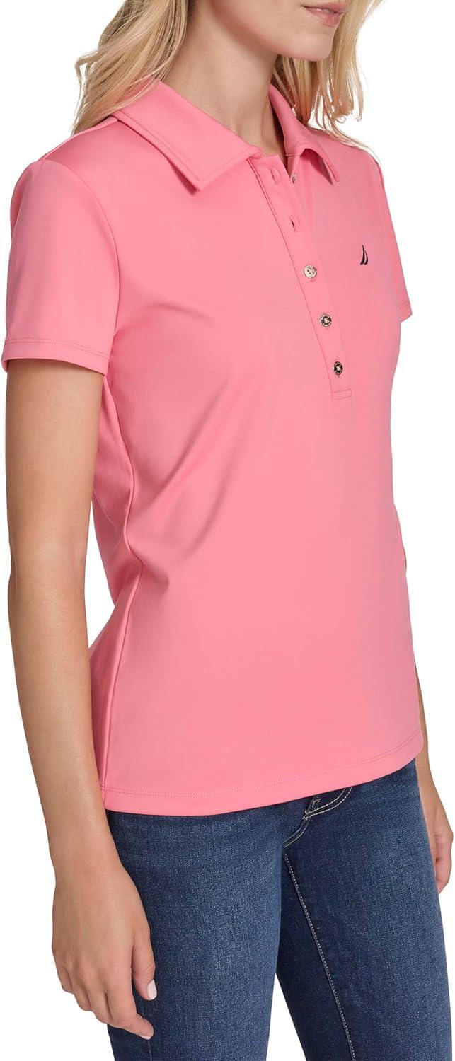 imageNautica Womens Short Sleeve Collared Cotton Interlock Soft Touch PoloConfetti