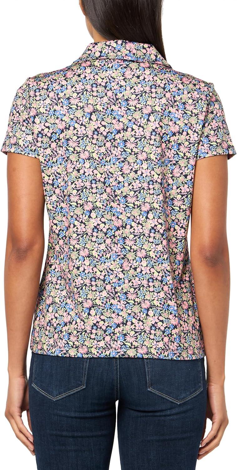 imageNautica Womens Short Sleeve Collared Cotton Interlock Soft Touch PoloConfetti Multi