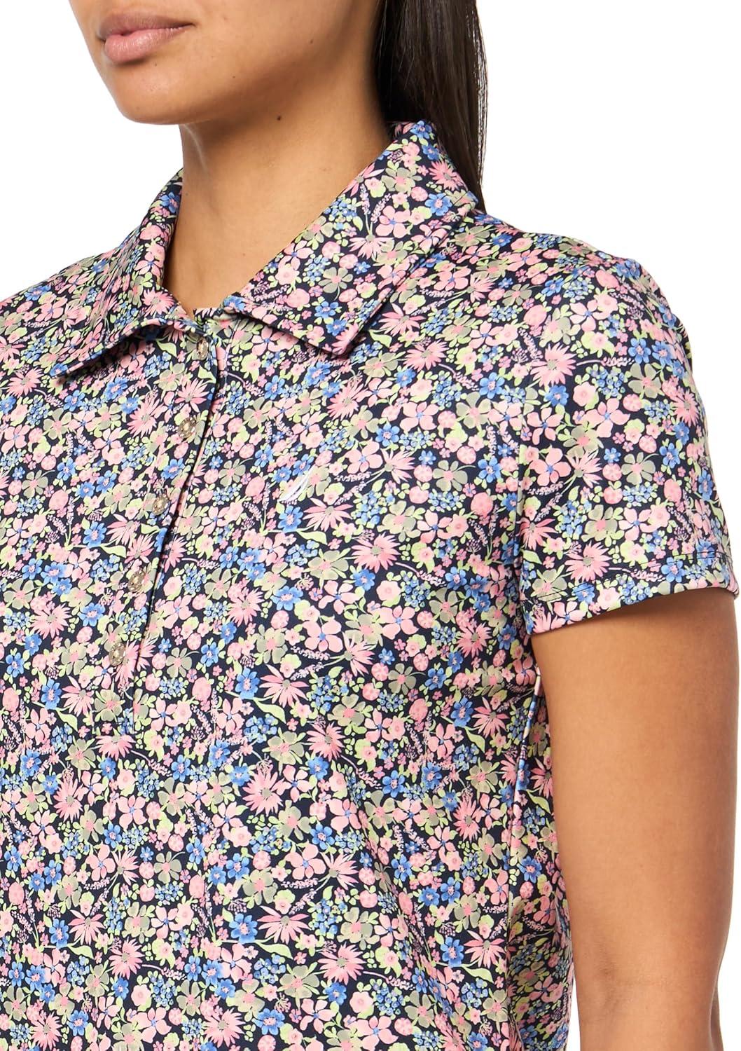 imageNautica Womens Short Sleeve Collared Cotton Interlock Soft Touch PoloConfetti Multi