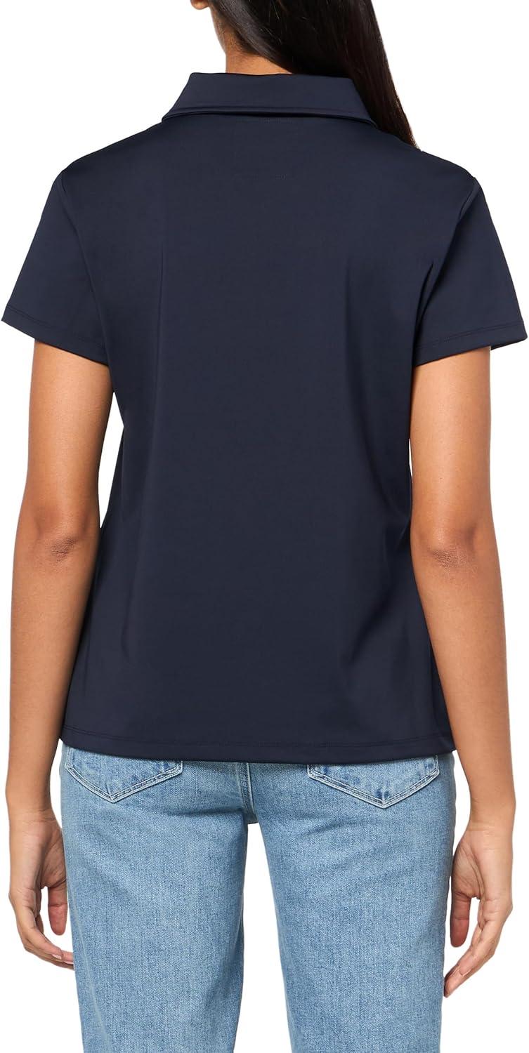 imageNautica Womens Short Sleeve Collared Cotton Interlock Soft Touch PoloNight Sky