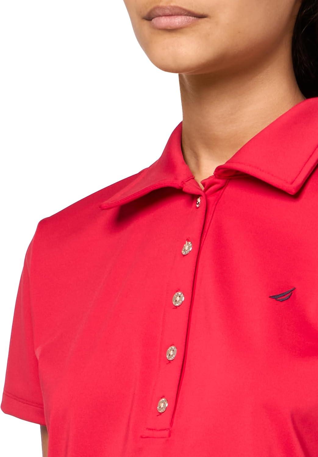 imageNautica Womens Short Sleeve Collared Cotton Interlock Soft Touch PoloRegatta Red