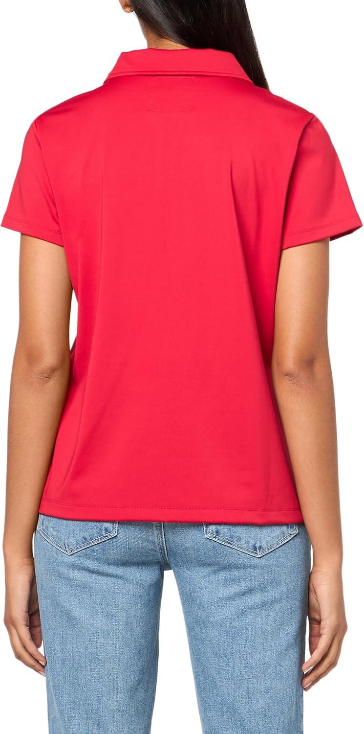 imageNautica Womens Short Sleeve Collared Cotton Interlock Soft Touch PoloRegatta Red