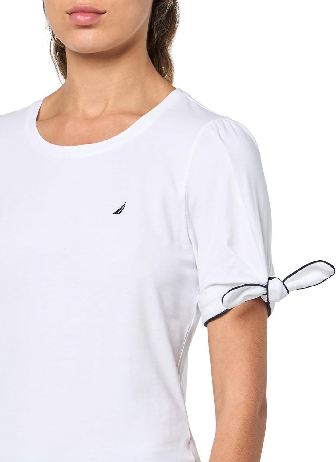 imageNautica Womens Short Sleeve Cotton Solid TShirtBright White
