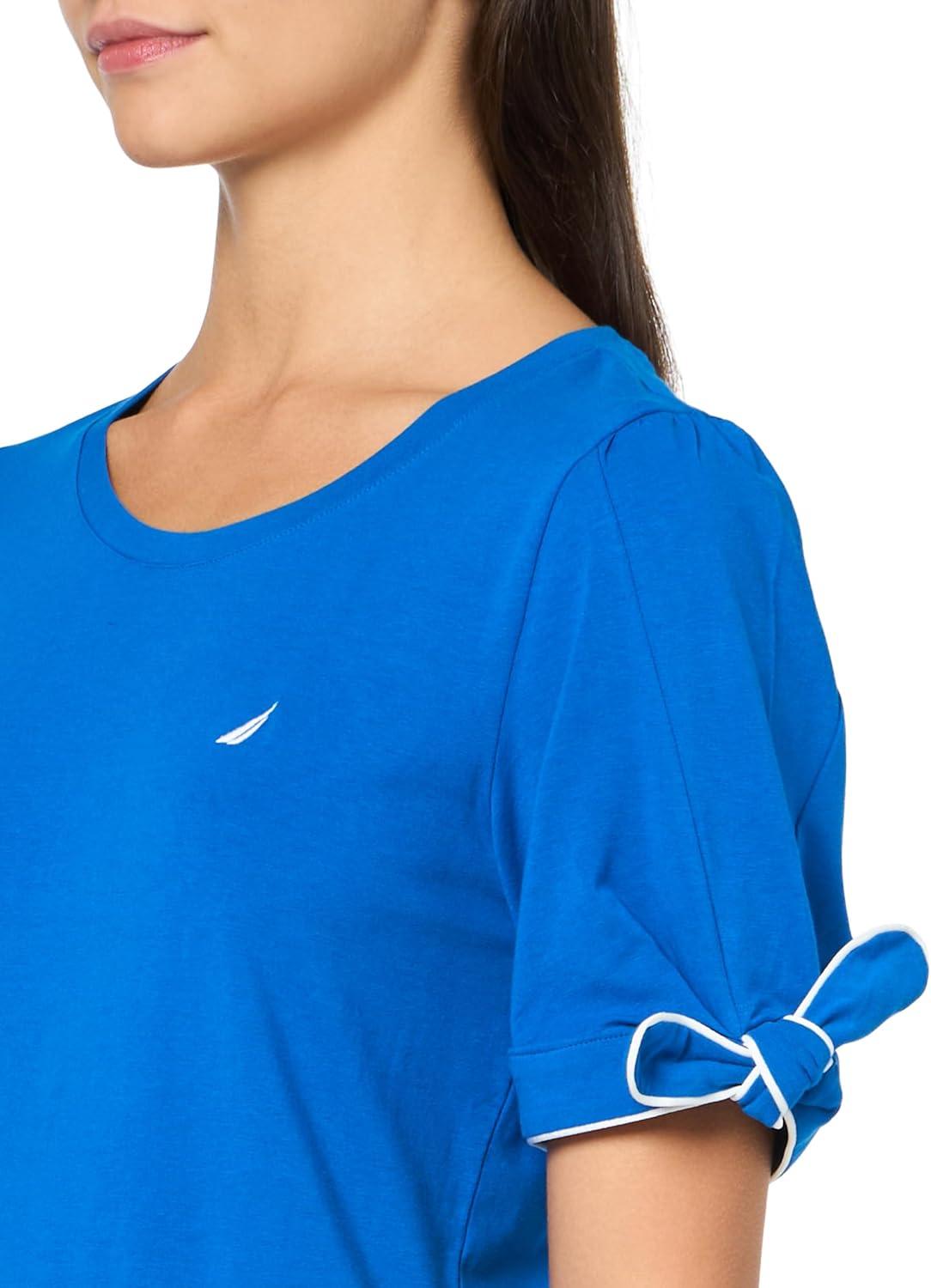 imageNautica Womens Short Sleeve Cotton Solid TShirtCerulean