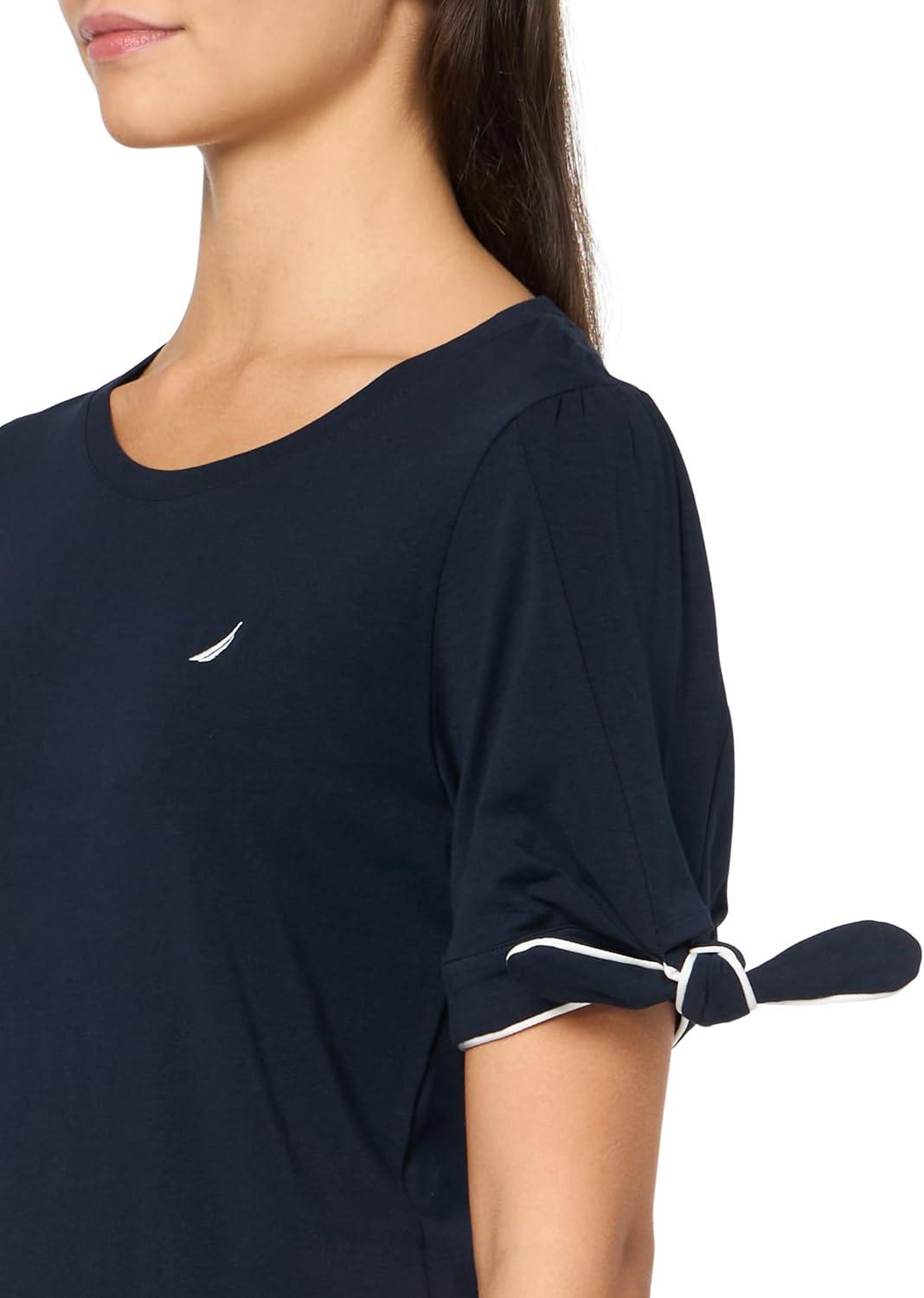 imageNautica Womens Short Sleeve Cotton Solid TShirtSky Captain