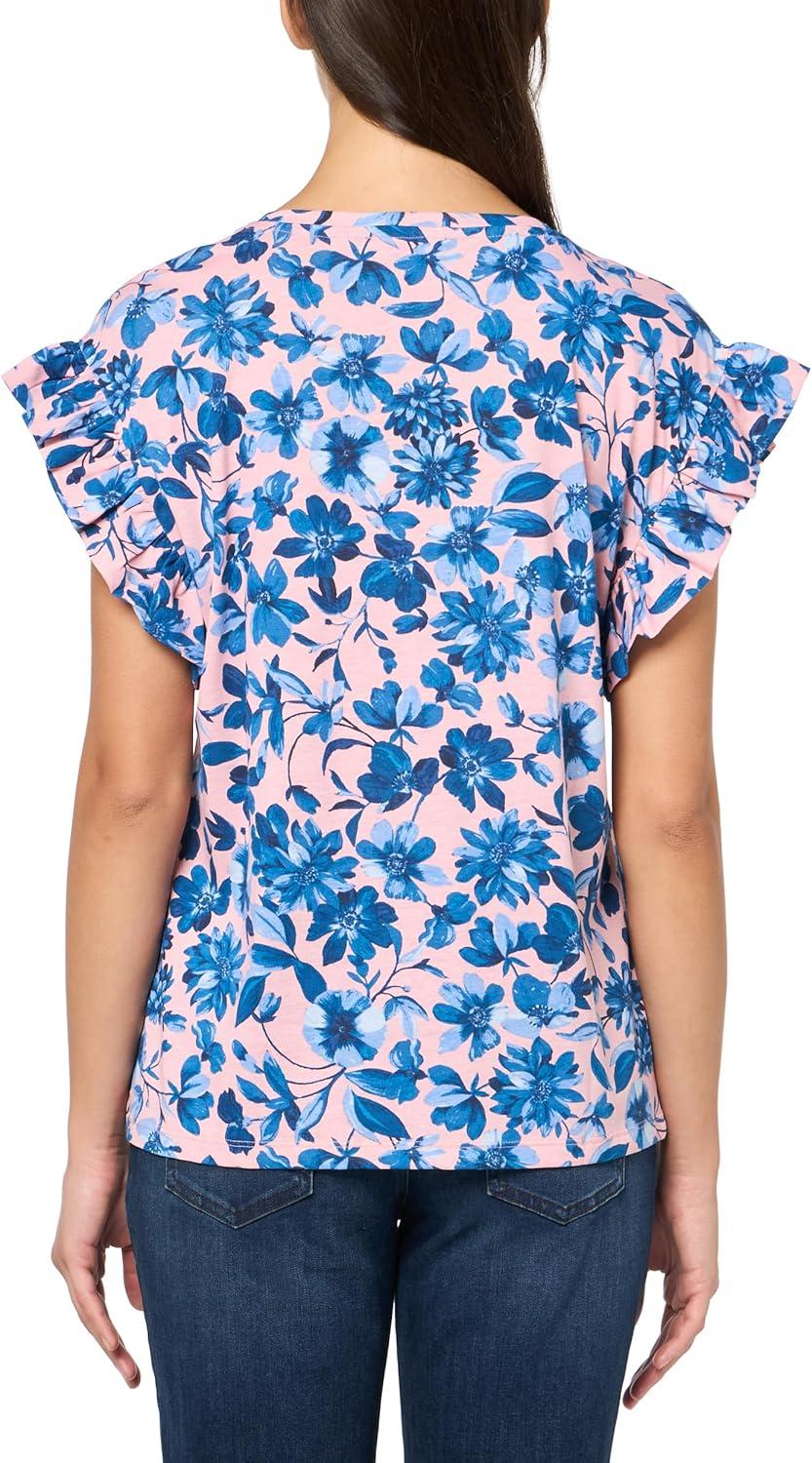 imageNautica Womens Short Sleeve Cotton Solid TopBridal Rose Multi