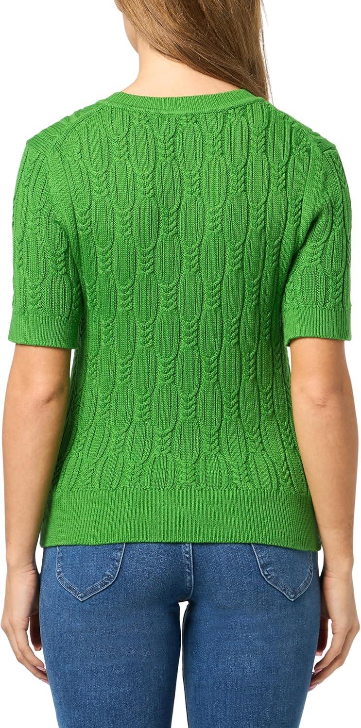 imageNautica Womens Short Sleeve Crew Neck Cable Solid SweaterNew Leaf