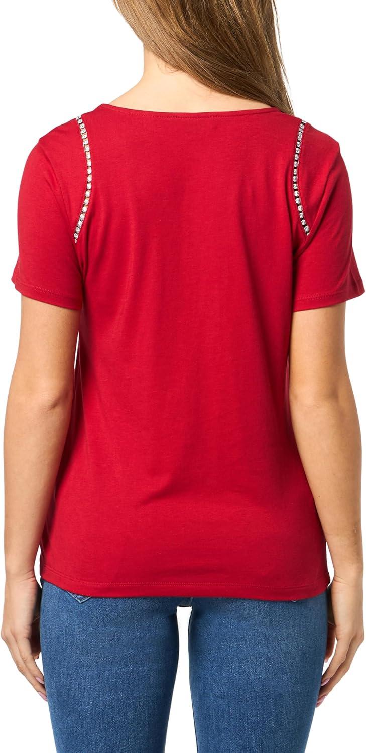 imageNautica Womens Short Sleeve Crewneck TShirtHaute Red