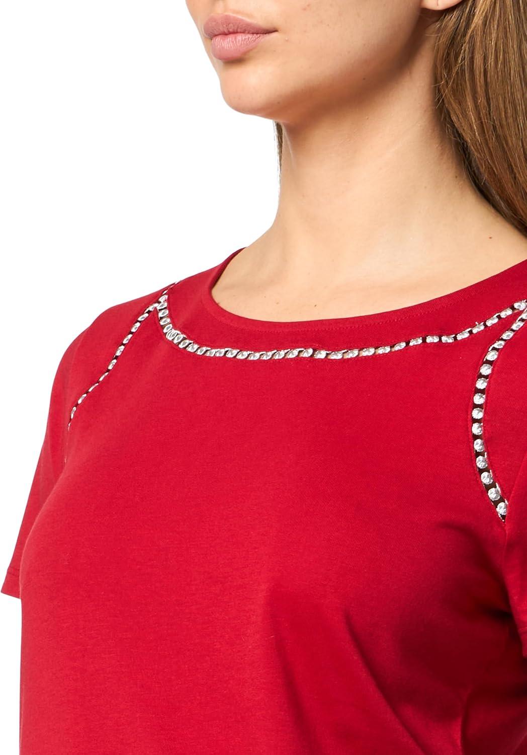 imageNautica Womens Short Sleeve Crewneck TShirtHaute Red