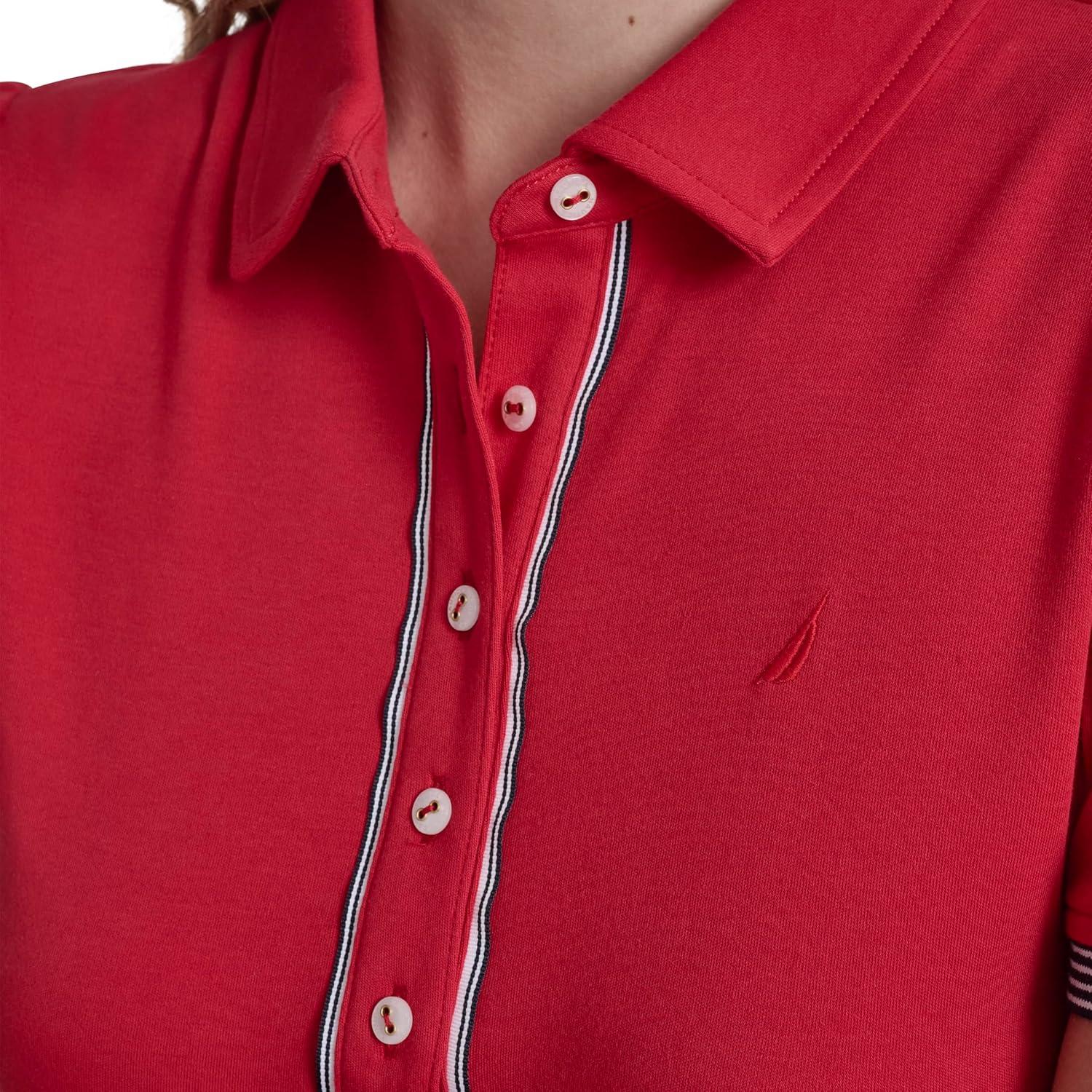 imageNautica Womens Short Sleeve Polo Collared Knit DressScarlet