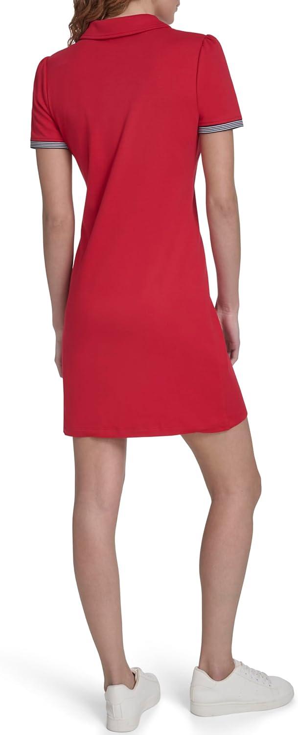 imageNautica Womens Short Sleeve Polo Collared Knit DressScarlet