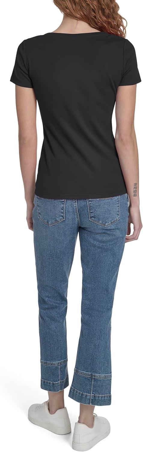 imageNautica Womens Short Sleeve Solid Cotton Scoop Neck TShirtBlack