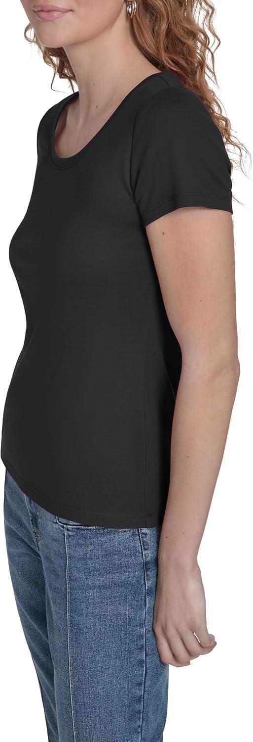 imageNautica Womens Short Sleeve Solid Cotton Scoop Neck TShirtBlack