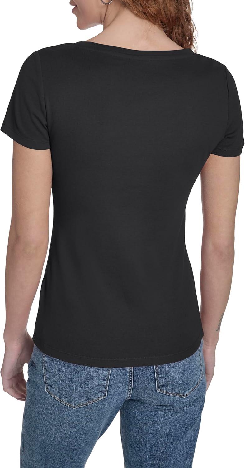 imageNautica Womens Short Sleeve Solid Cotton Scoop Neck TShirtBlack