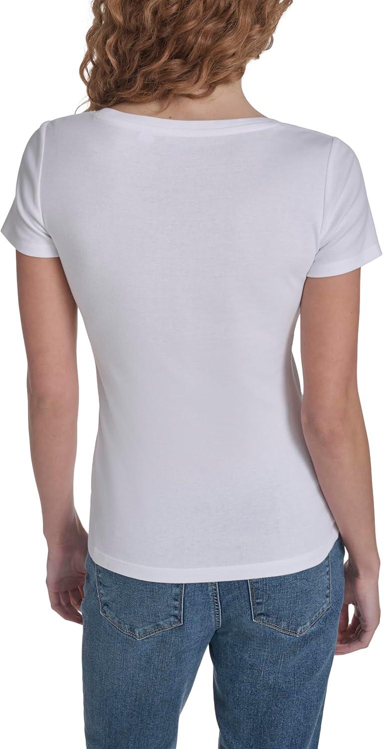 imageNautica Womens Short Sleeve Solid Cotton Scoop Neck TShirtBright White