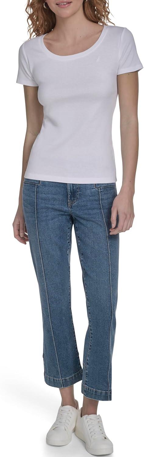 imageNautica Womens Short Sleeve Solid Cotton Scoop Neck TShirtBright White