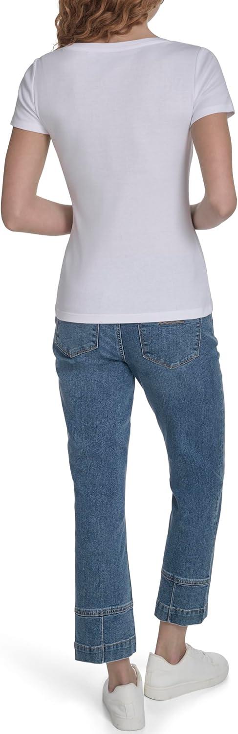 imageNautica Womens Short Sleeve Solid Cotton Scoop Neck TShirtBright White